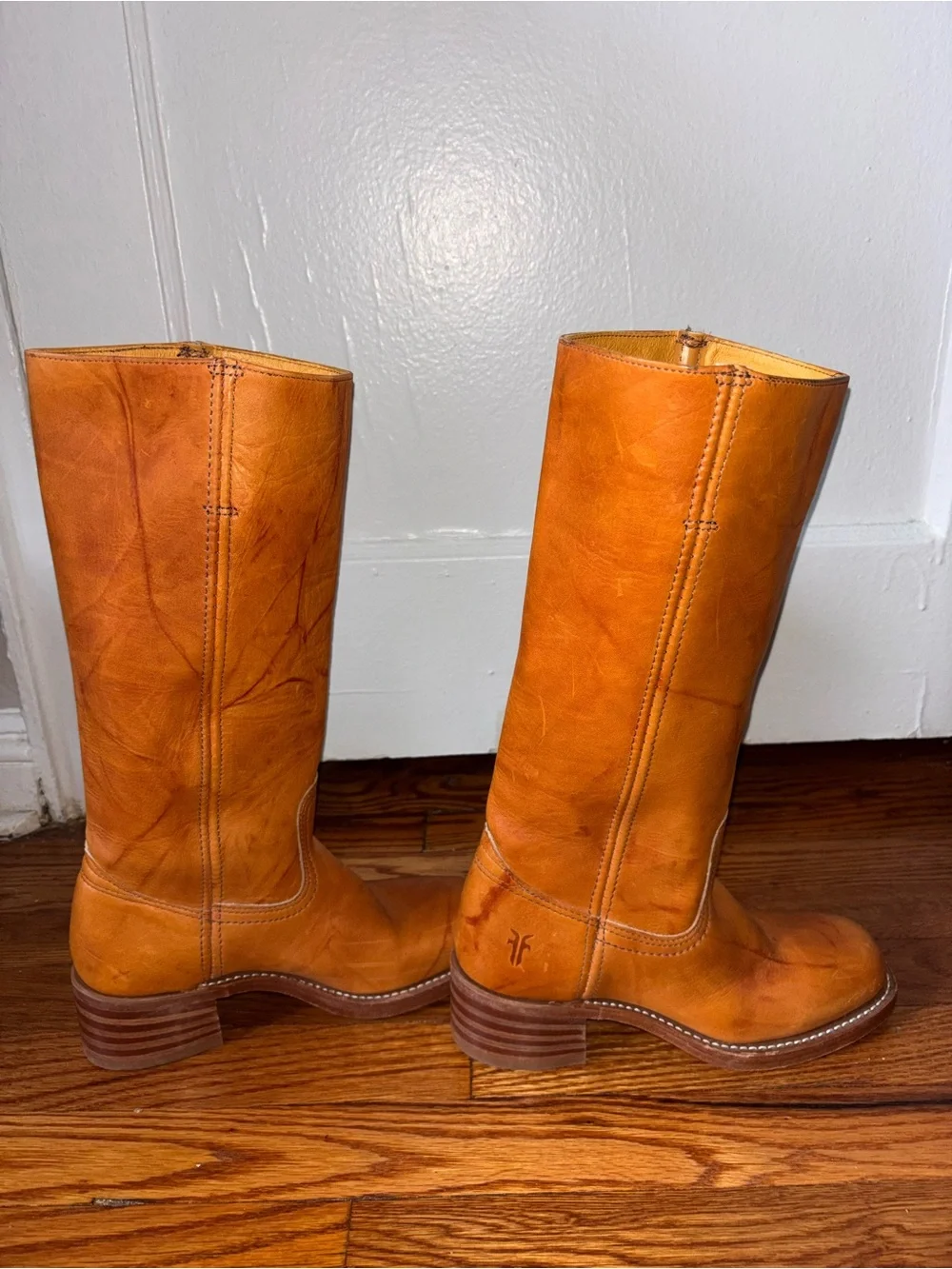 Vintage Frye Campus Western Square Toe Brown Cowboy Boots Womens US 6M - Picture 6 of 13